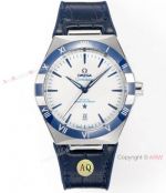 Swiss Copy Omega Constellation new 41 Men's Watches Blue Leather Strap